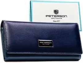 Moteriška didelė piniginė Peterson, tamsiai mėlyna, su RFID AX5