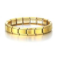 Italian Charm Link Stainless Steel Golden Bracelet for Woman Men DIY Making 9mm Bead Silver Color Retro Bangle Jewelry beige