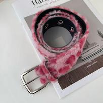Retro Leopard Print Plush Waist Belt - Versatile & Chic Autumn/Winter Accessory rožinė