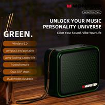 Monster DS01 Outdoor Portable Wireless Speaker BT V6.0 IP67 Waterproof 1500mAh High Fidelity Mini Subwoofer Acoustics armijos žalia spalva