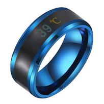 Fashion Smart Stainless Steel Multifunctional Ring For Couples Mood Change Color From Waterproof Body Temperature Measuring Ring size 8 mėlyna