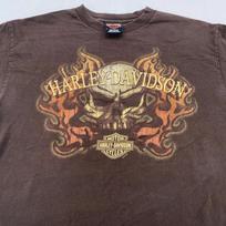 vtg HARLEY DAVIDSON MOTORCYCLE SKULL FLAMES ANN ARBOR MICHIGAN T-Shirt M biker S