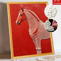 5D DIY Pearl Diamond Painting Kit Majestic Red Horse Full Drill Embroidery Mosaic Art Home Wall Decor Gift 30x40cm beige