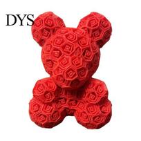 Rose Texture Ornament Romantic Ornament, Bear Decorative Sculpture for Valentine Day Figure Anniversaries Birthdays Multi-Scene Use Gift Strong raudona