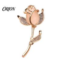 Cat Eyes Tulip Brooch Retro Brooch, Rhinestone Flower Decorative Lapel Pin Floral Decoration Clip for Women, Sweater Cardigan Coat Suit Jewelry auksinė