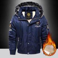Thick Fashion Winter Mens Down Parka Coat Oversize Plus Velvet Thickened Keep Warm Cold Weather Padded Jacket Available in Black Blue Red Plus Size M