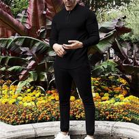 European American Men's Solid Color Slim Casual Trendy Simple 2 Piece Sets O-neck Pullover Sweatshirts Trousers Male Clothes S juoda
