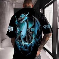 Classic Anime Pokemon Charizard Blue Mens Dragon Print Unisex Oversized Short Sleeve T-Shirt Streetwear Tops Men S