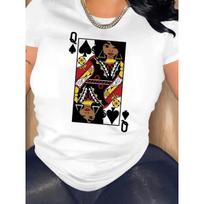 T-shirt With Graphic Print of Cards Queen Of Spades S