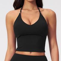 Zechuang sports vest for women, neck strap, chest pad, V-neck slim yoga clothes, vest, and yoga top for women S