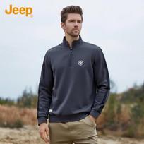 JEEP Men's Quarter-Zip Stand Collar Sweatshirt L tamsiai pilka spalva
