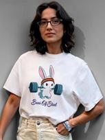 Gym/powerlifting T-shirt print (rabbit lifting weights) L