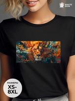 Oversized cotton T-shirt with  Vibrant Lion  print S