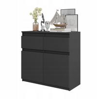 Komoda noah antracyt 2 szuflady 2 drzwi 2 półki, szafka 80 cm salon