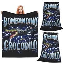 Bombardiro Crocodilo Meme Italian Brainrot Blankets Warm Flannel Throw Blanket Bedding for Bed Living room Picnic Travel Couch Size: 75*100cm, Weight: 230 GSM