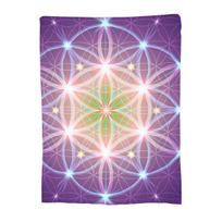 The Flower Of Life Gold Mandala Pattern Blankets Soft Flannel Throw Blanket Bedding for Bed Living room Picnic Travel Home Couch Size: 75*100cm, Weight: 230 GSM