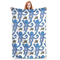 Preppy Roller Monkeys Rabbit Blankets Portable Flannel Sofa Throw Blanket for Home Bedroom Outdoor Throws Bedspread Quilt Size: 75*100cm, Weight: 230 GSM