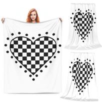 Chess Board Black And White Grid Checkered Blankets Soft Warm Flannel Throw Blanket Bedding for Bed Livingroom Picnic Home Couch Size: 75*100cm, Weight: 230 GSM