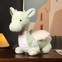 Dinozaurų pliušinė lėlė Mielas Dino gyvūnas minkštas žaislas Mielas skraidantis drakonas pliušinis žaislas 3D ragai sparnai minkšta kimštas dinozauras pagalvė vaikams 45cm žalia