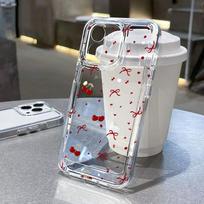 Cute Cherry Phone Case For Xiaomi Redmi Note 13 10 12 11 8 9 Pro 14C 13C 10C 12C Funda Poco M6 X3 X5 X6 Pro F3 Soft Bow Cover For Redmi 12C 11A