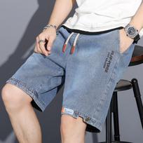 Y2k Mens Loose Baggy Denim Short Men Jeans Fashion Streetwear Hip Hop Long Cargo Shorts Pocket Male XS mėlyna