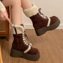 Snow Boots for Women Fur Flats Platform Suede Casual Shoes  Fashion  Warm Ankle Boots Winter Comfort  Mujer 35