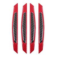 4 vnt. Automobilio atšvaitiniai lipdukai Anglies pluošto juostelės Automobilio durelių apsauga nuo įbrėžimų Apsaugos apdaila Red + Black (B)