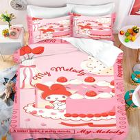 MINISO Cartoon Quilt Cover My Melody for Boys and Girls Sanrio Double Duvet 3Pcs Printing Home Bedding Custom Made Set King Size EU Single(135*200cm)3pcs
