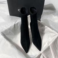 Fashion Campus Skinny Boots Short Boots Women's Pointed High Heel Season Skinny Heel Socks Boots Suede Korean Edition 35