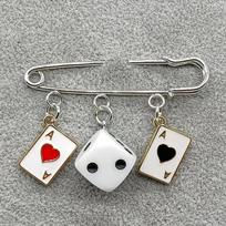 Vintage Casino Themed Brooch - Playing Cards & Dice Charm Pin for Daily Wear, Great Gift for Poker & Gambling Lovers Style 1