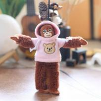 Plush Monkey Stuffed Animal Keychain Soft Short Plush Bag Charm Gift For Kids Backpack Decor rožinė