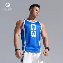 Ink Cube Fitness Vest Men's Quick-Drying Running Racing Moisture-Wicking Sports Muscle Training Sleeveless Basketball Clothing L mėlyna