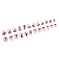 24 Pcs Valentines Day Press On Nail French Tip False Nail Short Full Cover Stick on Nail Heart Lip Acrylic Nail 1
