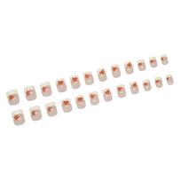 24Pcs Square Press on Nail Leave Design French Fake Nail Acrylic False Nail,Artificial Nail Glues on Nail for Womens 1