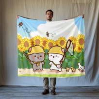 Lovely Cat Cartoon Thin Blanket Home Textile Flannel Soft Warm Throw Blanket Bedding Sofa Cover for sweethearts Kids Gift Size: 75*100cm, Weight: 230 GSM