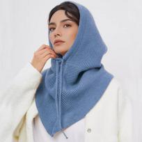 Thickened Balaclava Hat Solid Color Winter Cap Fashion Ear Protection Hat  Outdoor mėlyna