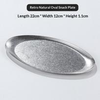 Retro Stainless Steel Trays, Sushi Plates, Snack Plates, Pastry Plates, Oval Shallow Trays, Industrial-Style Tableware