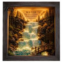 Ambient Warm Light Frame LED Photo Frame, Up Picture Wooden Night with Aurora Theme Wall Decor Scenic Art Print, Soft Lighting for Bedroom Living Room