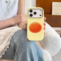 Liquid Silicone Phone Case IPhone 16 Pro Max 17 With Lanyard Strap Gradient Orange Design Shockproof Protective Cover iPhone 17