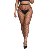 Plus Size Women'S Lace Floral Thigh High Pantyhose Fishnet Body Stockings Over Knee Mesh Socks Tights Legging Bottom Xl 40-100KG(80-200LBS)