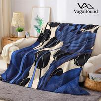 Indigo Tulip Flannel Blanket Warm Soft Halloween Christmas Couch Warm Cozy Decorative Decor Gift for All Season Size: 75*100cm, Weight: 230 GSM