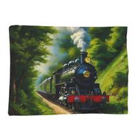 The Steam Age Of Old Trains Blanket Soft Warm Flannel Throw Blanket Bedspread for Bed Living room Picnic Travel Home Sofa Size: 75*100cm, Weight: 230 GSM