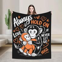Soft Blanket for Bed Picnic Retro Cute Monkey Design Cozy Throw for Bedroom Living Room Casual Bedspread Size: 75*100cm, Weight: 230 GSM