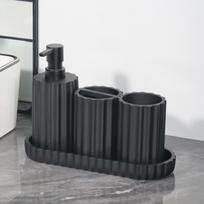 4 Pieces Bathroom Accessories ,Mouthwash Cup ,Housewarming ,Gift Decor Soap Dispenser juoda