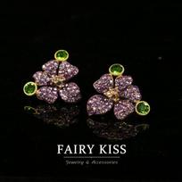 French Retro Purple Flower Compact Exquisite Spray Paint Craft Versatile Necklace