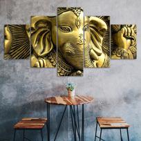 Ganesha Remover of Obstacles Hindu God 5 Piece Five Panel Wall Canvas Print Modern Art Poster Picture Home Decor Gift For Him For Her 20X35 20X45 20X55CM