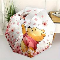 Winnie-the-Pooh, Spring Blossoms Automatic Opening and Closing Umbrella - 8 Ribs Portable Folding Umbrella with Plastic Handle, Suitable for
