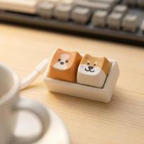 Shiba Inu Keyboard Key Ring Cute Animal Keycap Keychain Creative Puppy Keychain  Children Gift Two keys