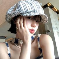 Y2k Striped Berets Thin Painter Caps Vintage Octagonal Hat  Female Striped