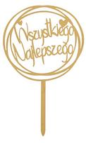 Topper Na Tort  Wszystkiego Najlepszego Akrylowy  Złoty Koło